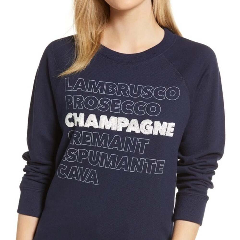 J. Crew Navy + White Sequin Detail Champagne Crewneck Sweatshirt - XS